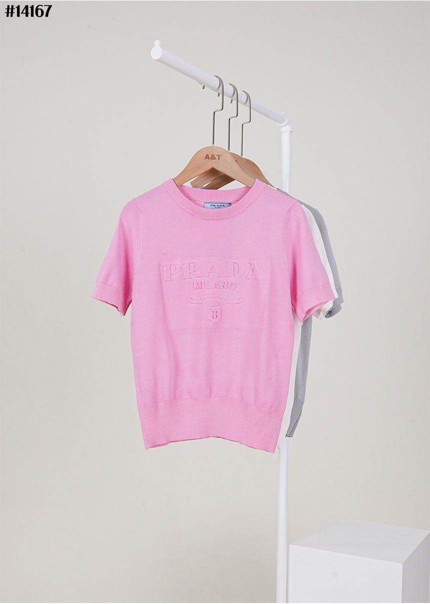 PRADA 프라다 엠보 로고 숏 니트 3COLOR