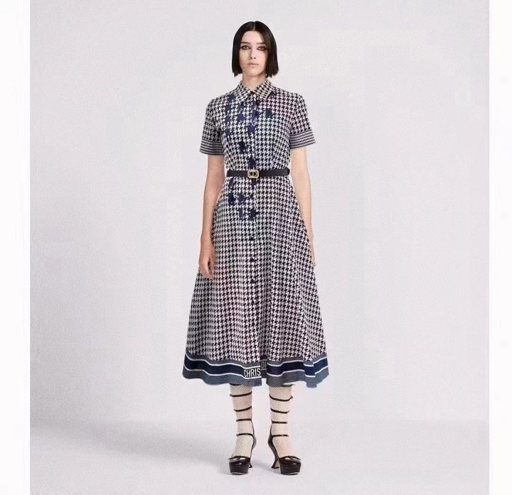 DIOR 디올 체크 원피스 벨트포함