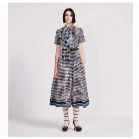DIOR 디올 체크 원피스 벨트포함