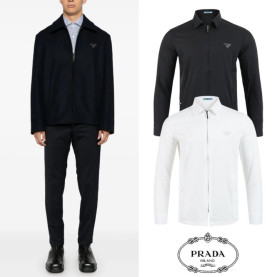 PRADA 프라다 클래식 레더 트라이앵글 바람막이