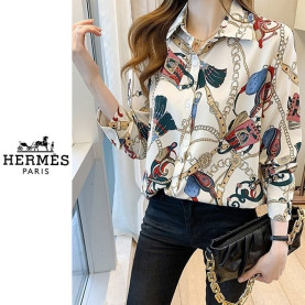 HERMES 에르메스 체인패턴 블라우스