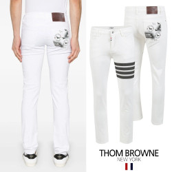 THOM BROWNE 톰브라운 블랙4바 도그스프레이 화이트 슬림진