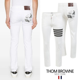 THOM BROWNE 톰브라운 블랙4바 도그스프레이 화이트 슬림진