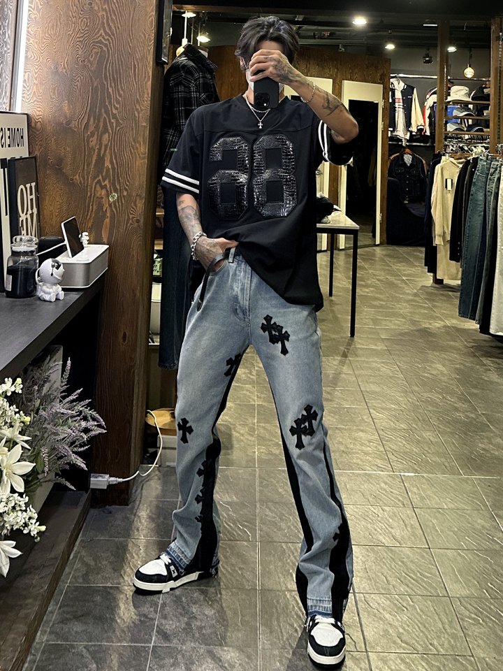 CHROME HEARTS 크롬하츠 멀티 크로스 플레어 데님