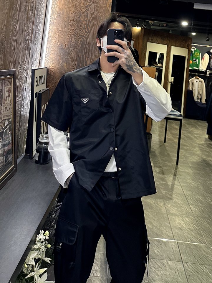 PRADA 프라다 리나일론 숏 슬리브 셔츠 자켓