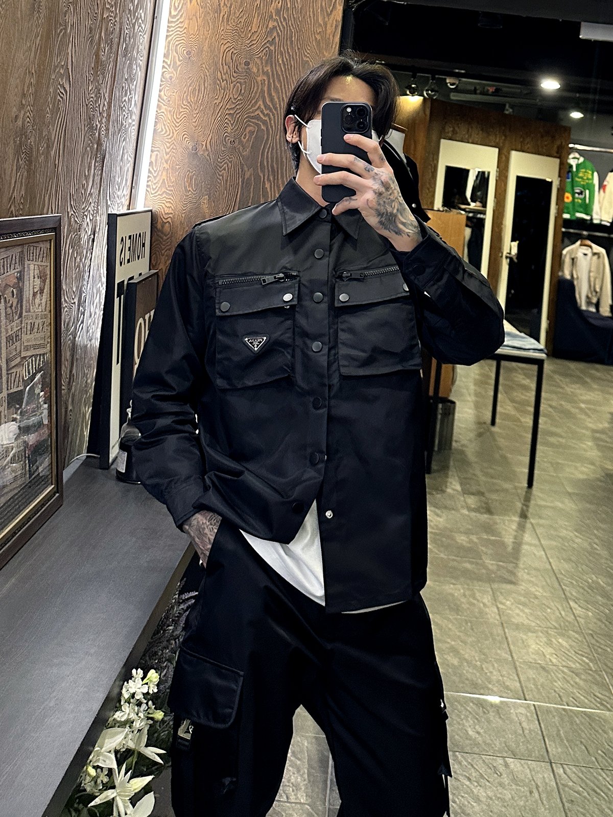 PRADA 프라다 리나일론 탭 셔츠 자켓