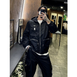 PRADA 프라다 리나일론 멀티 지퍼 포켓 후드 자켓