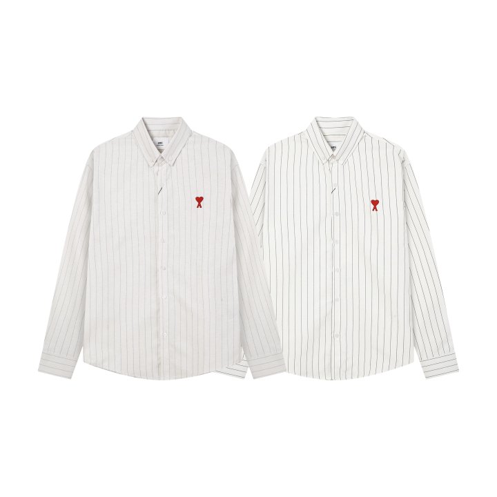 AMI 아미 스몰 하트 스트라이프 셔츠