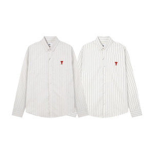 AMI 아미 스몰 하트 스트라이프 셔츠