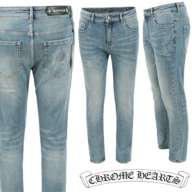 CHROME HEARTS 크롬하츠 말굽 프린트 엠보 워싱 슬림 일자진