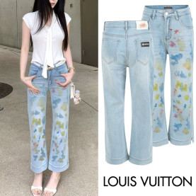 LOUIS VUITTON 루이비통 컬러 워터그래픽 연청 팬츠