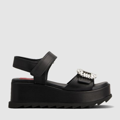 ROGER VIVIER 로저비비에 여성용 슬라이디 비브 가죽 웨지 샌들 7754 2COLOR