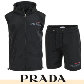 PRADA 프라다 레터링 나일론 베스트 셋업