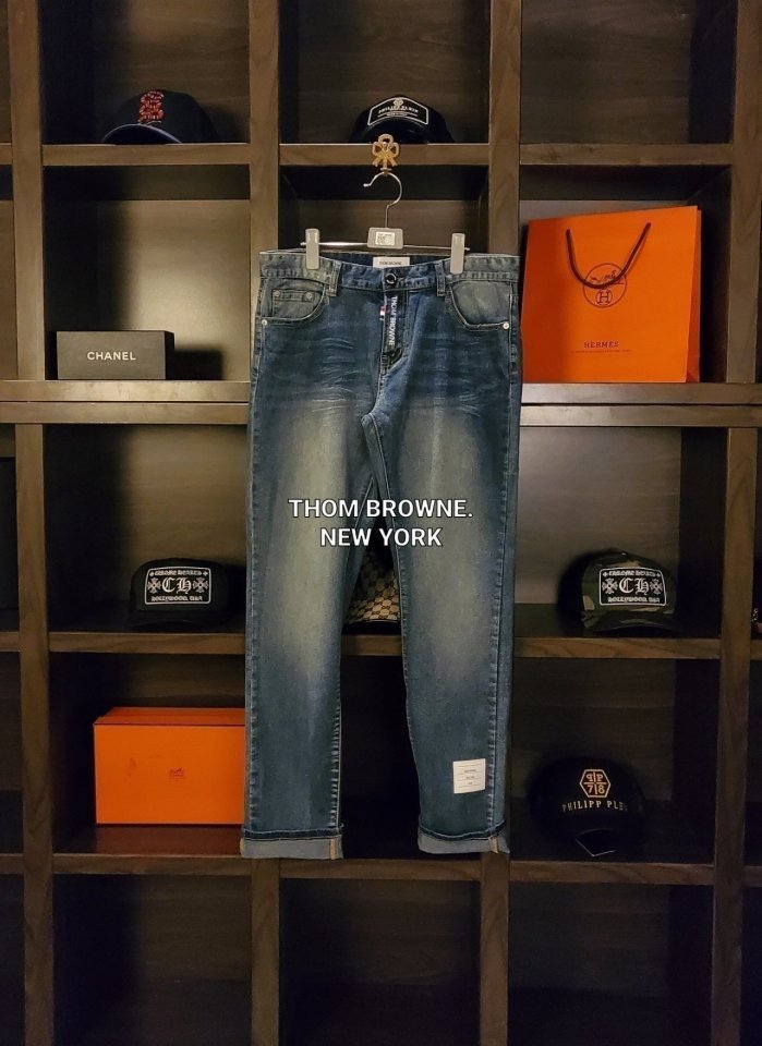 THOM BROWNE 톰브라운 리미티드 라벨 가죽패치 워싱 빈티지청