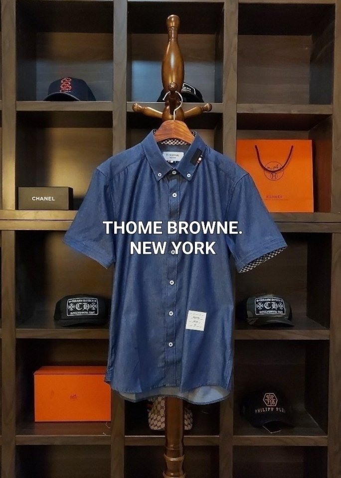THOM BROWNE 톰브라운 카라라인 하프 셔츠