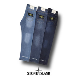 STONE ISLAND 스톤아일랜드 와팬 레더 패치 스톤워싱 데님 스판팬츠