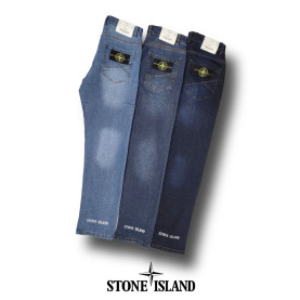 STONE ISLAND 스톤아일랜드 와팬 레더 패치 스톤워싱 데님 스판팬츠