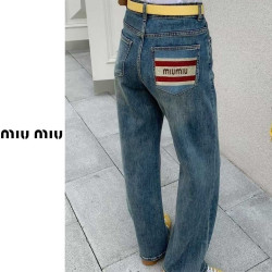 MIUMIU 미우미우 와이드 투라인패치 팬츠