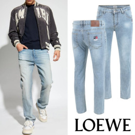 LOEWE 로에베 컬러 아나그램 자수 연청워싱 슬림진