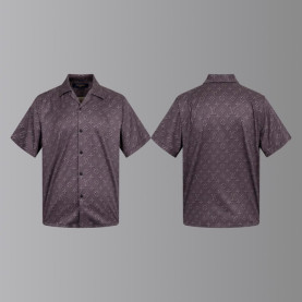 LOUIS VUITTON 루이비통 모노그램 오픈 카라 쇼트 슬리브 셔츠
