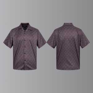 LOUIS VUITTON 루이비통 모노그램 오픈 카라 쇼트 슬리브 셔츠