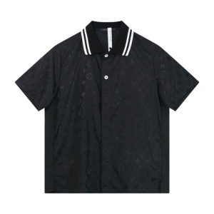 LOUIS VUITTON 루이비통 무아레 자카드 쇼트 슬리브 실크 셔츠