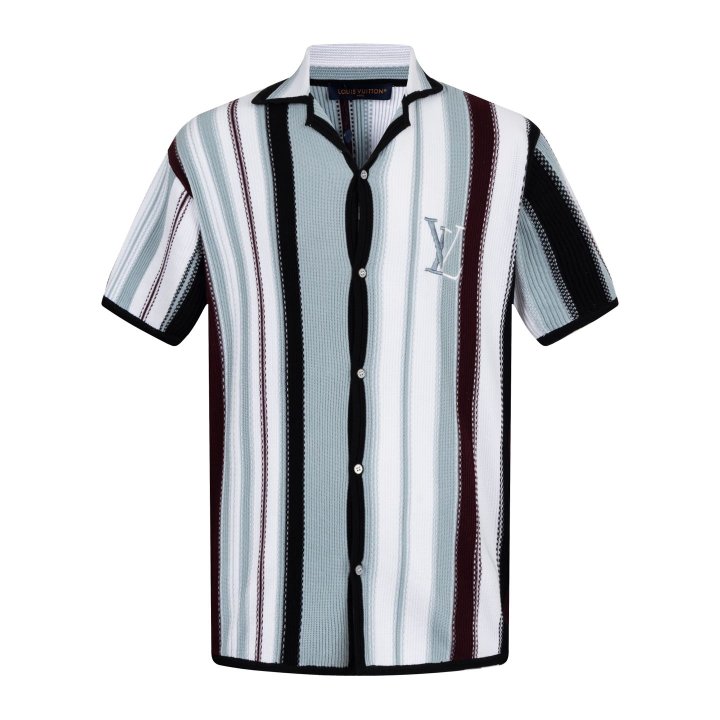 LOUIS VUITTON 루이비통 스트라이프 크로셰 쇼트 슬리브 셔츠