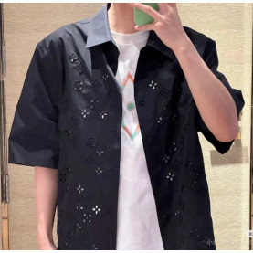 LOUIS VUITTON 루이비통 플라워 엠브로이더드 쇼트 슬리브 셔츠