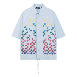 LOUIS VUITTON 루이비통 플라워 엠브로이더드 쇼트 슬리브 셔츠