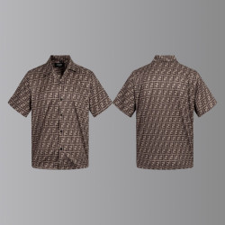 FENDI 펜디 올오버 오픈 카라 쇼트 슬리브 셔츠