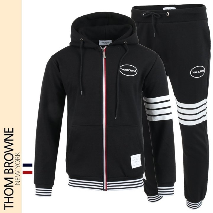THOM BROWNE 톰브라운 사선 시보리 후드 집업 셋업 2COLOR