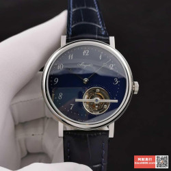BREGUET 브레게 뚜르비옹 울트라씬 클래식 컴플렉스 블루 다이얼 레더 스트랩 42mm 5367PT/2Y/9WU