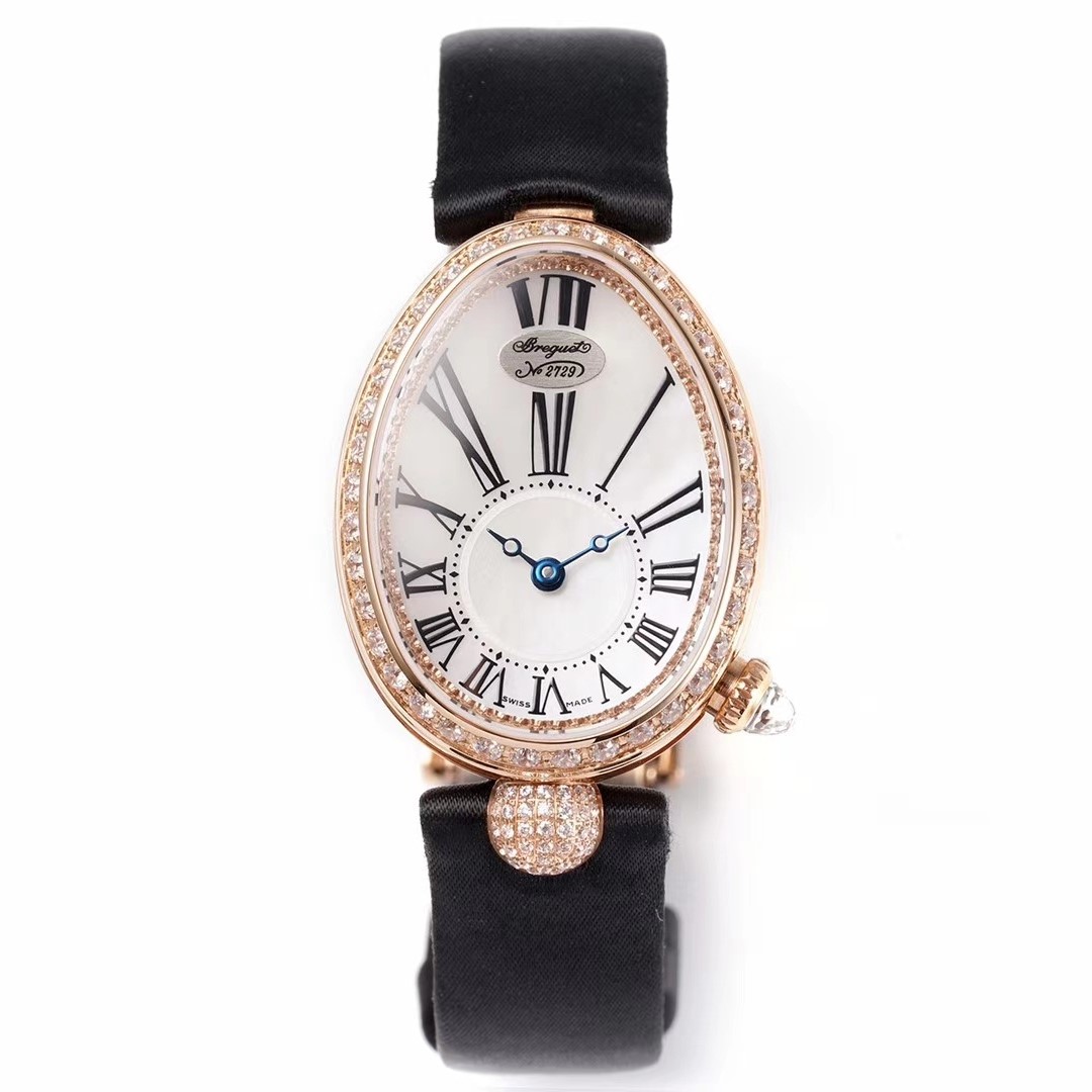BREGUET 브레게 퀸 오브 나폴리 로즈골드 다이아 베젤 실크/레더 스트랩 V2버전 8928BR/51/944/DD0D
