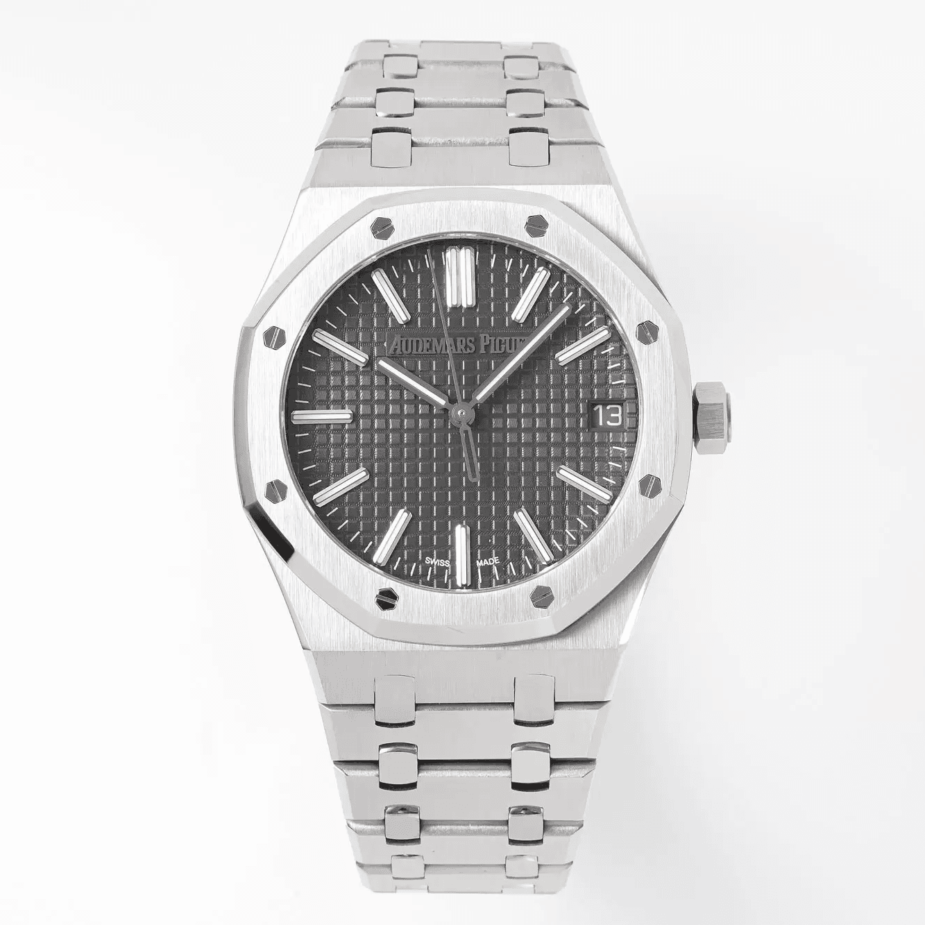 AUDEMARS PIGUET 오데마피게 로얄오크 50주년 한정판 그레이 텍스처 다이얼 스틸 SS 브레이슬릿 41mm 15510ST