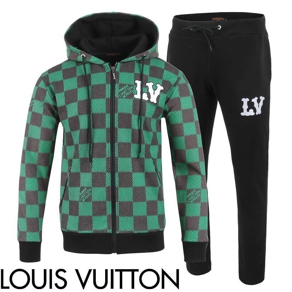 LOUIS VUITTON 루이비통 자수 전판 후드 집업 셋업