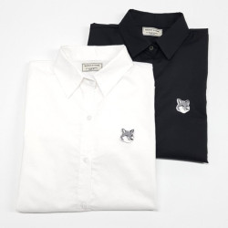 MAISON KITSUNE 메종키츠네 그레이 폭스헤드 솔리드 셔츠