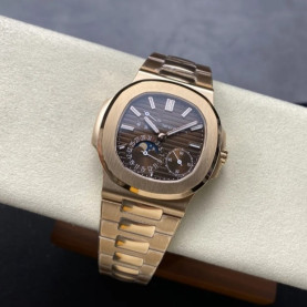 PATEK PHILIPPE 파텍필립 노틸러스 문페이즈 브라운 다이얼 로즈골드 금통 41mm 5712