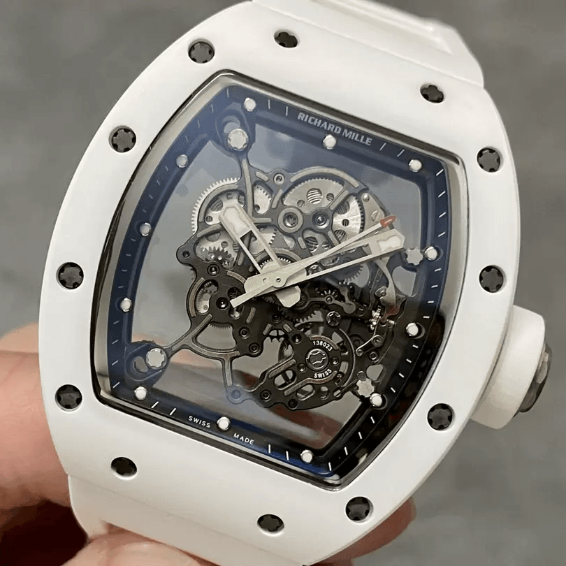 RICHARD MILLE 리차드밀 부바왓슨 화이트 세라믹 스켈레톤 다이얼 화이트 러버밴드 V3버전 RM-055