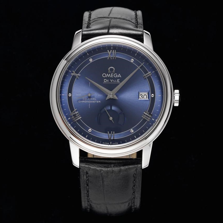 OMEGA 오메가 드빌 네이비 다이얼 드레스 워치 가죽 스트랩 424.13.40.21.03.002