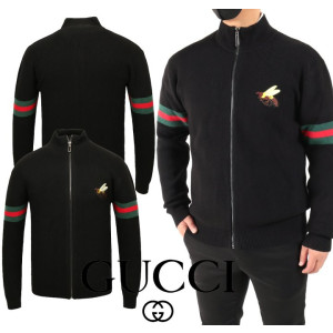 GUCCI 구찌 비 패치 하이넥 울니트 집업