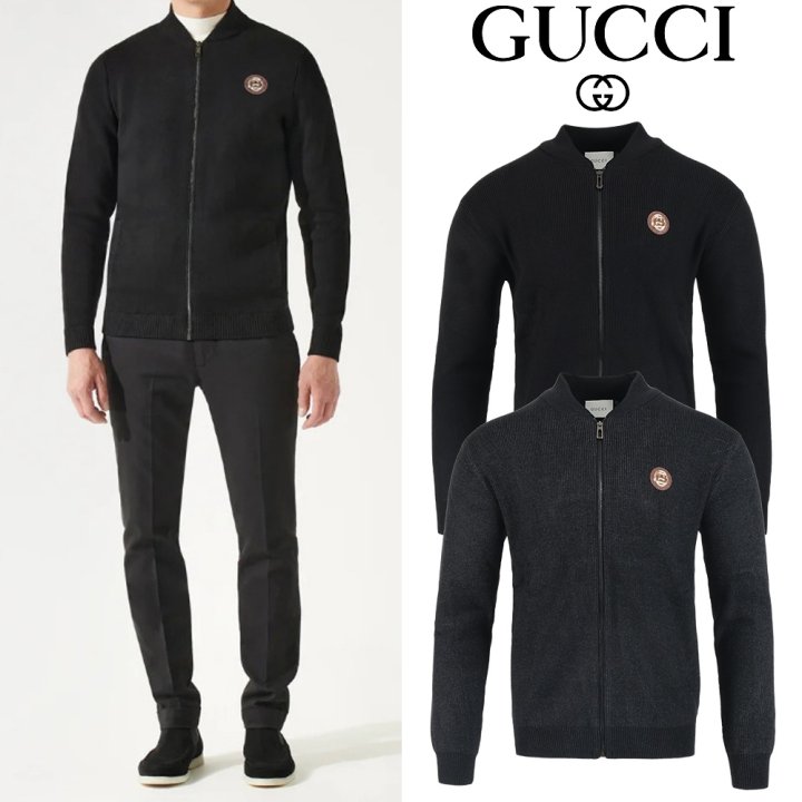 GUCCI 구찌 골드스틸 레더 램스울 니트 집업 2COLOR