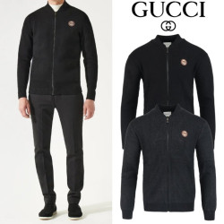 GUCCI 구찌 골드스틸 레더 램스울 니트 집업 2COLOR