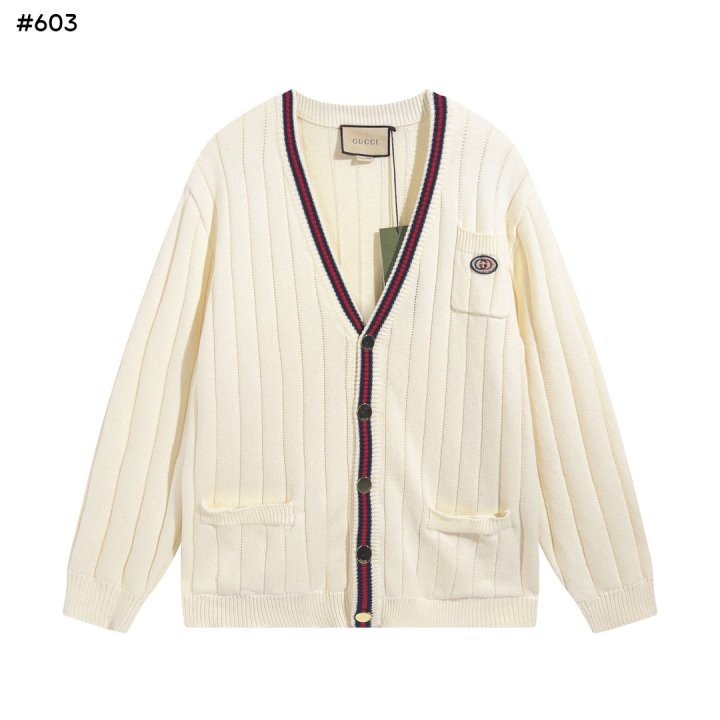 GUCCI 구찌 웹니트 코튼 V넥 가디건