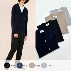 AMI 아미 드 꾀흐 까마이외 자수 니트 가디건