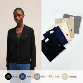 ●1월 판매 15위● AMI 아미 드 꾀흐 엠브로이더리 니트 가디건