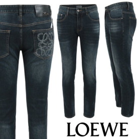 LOEWE 로에베 아나그램 믹스 나염 진청 슬림 일자진