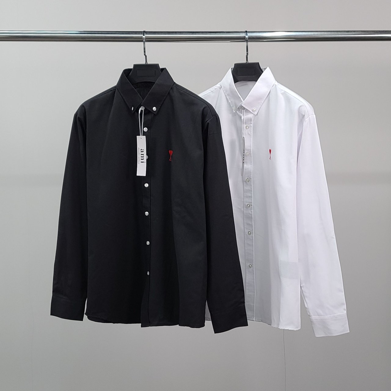 AMI 아미 스몰하트자수 오버 코튼 셔츠