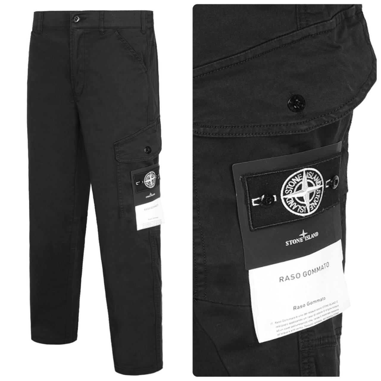 STONE ISLAND 스톤아일랜드 코튼 개버딘 가먼트 다이드 카고 팬츠 화이트 와펜 2COLOR