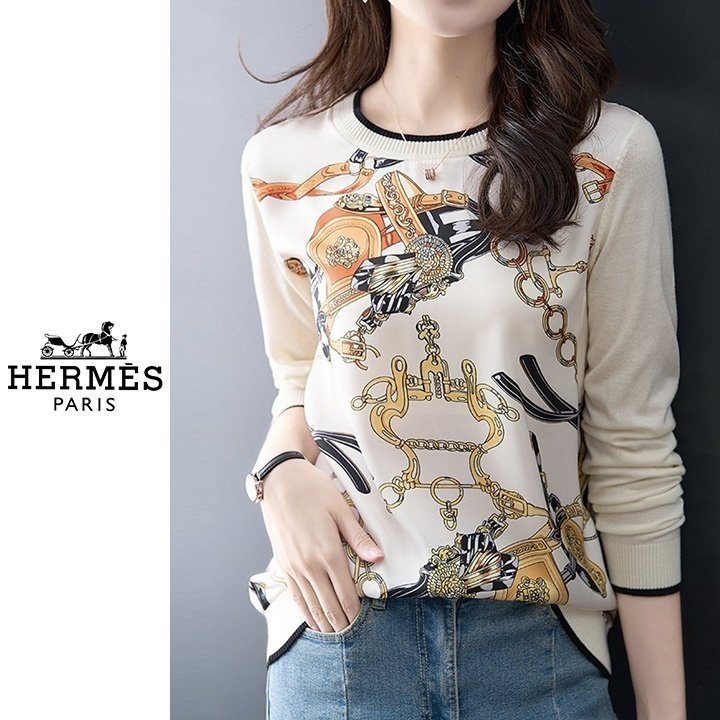 HERMES 에르메스 배색 패턴니트