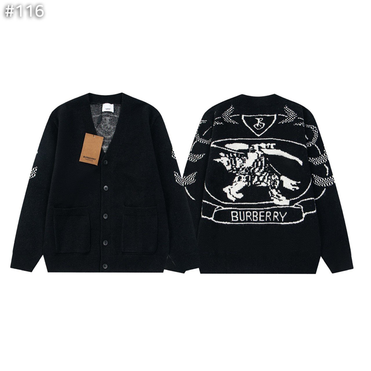 BURBERRY 버버리 EKD 인타르시아 울 가디건